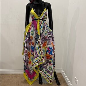 ETRO Milano Silk Butterfly Paisley Scarf Hem Dress One Size Made in Italy NEW